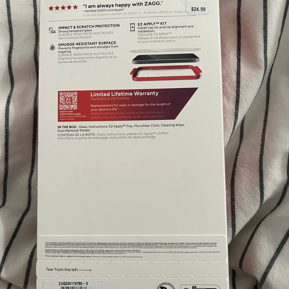 ZAGG InvisibleShield Glass Screen Protector for iPhone 16 Plus/15 Plus - Black